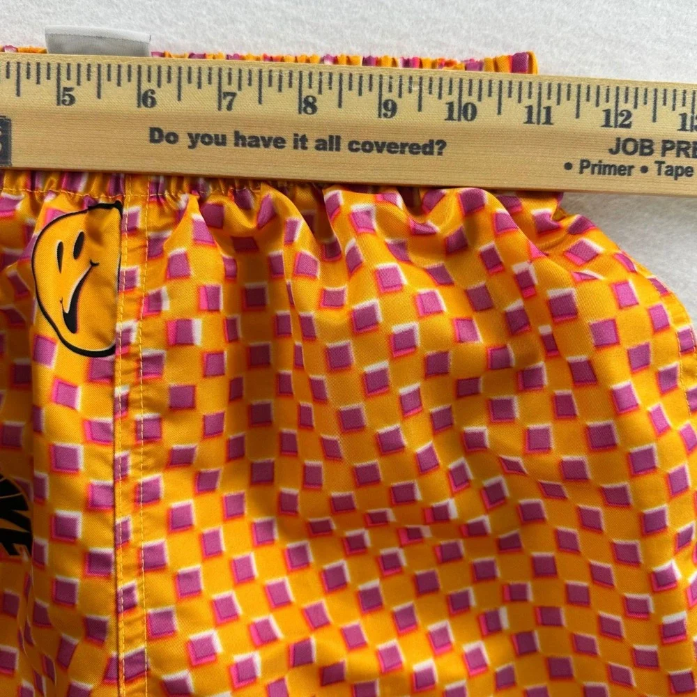 Nike Kids Large Orange Pink Checkered Smiley Face Swim Hyrbid Trunks Shorts Flaw